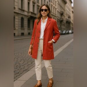 Boglioli Made in Italy Coral 💯Wool Coat — Unstructured Italian Tailoring, Size 8